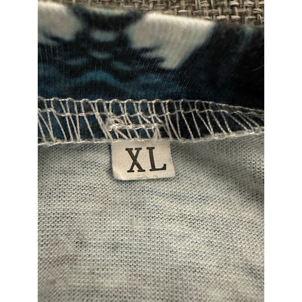 Unbranded Women XL Long Sleeve Top Blue Paisley Henley V-Neck - Picture 5 of 7